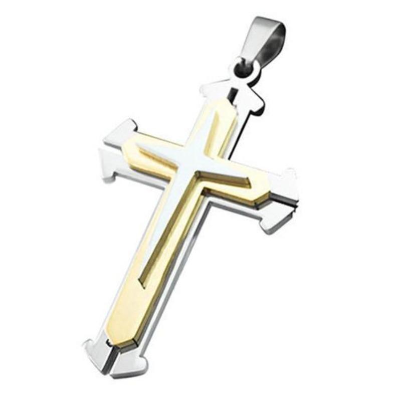 Herren Kreuz Anhänger Edelstahl Kette Halskette Schmuck Charm Geschenk