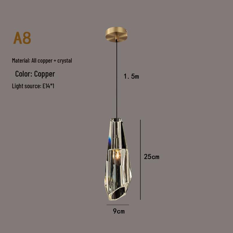 Luxury All-Copper Crystal Chandelier Pendant for Restaurants and Bedrooms