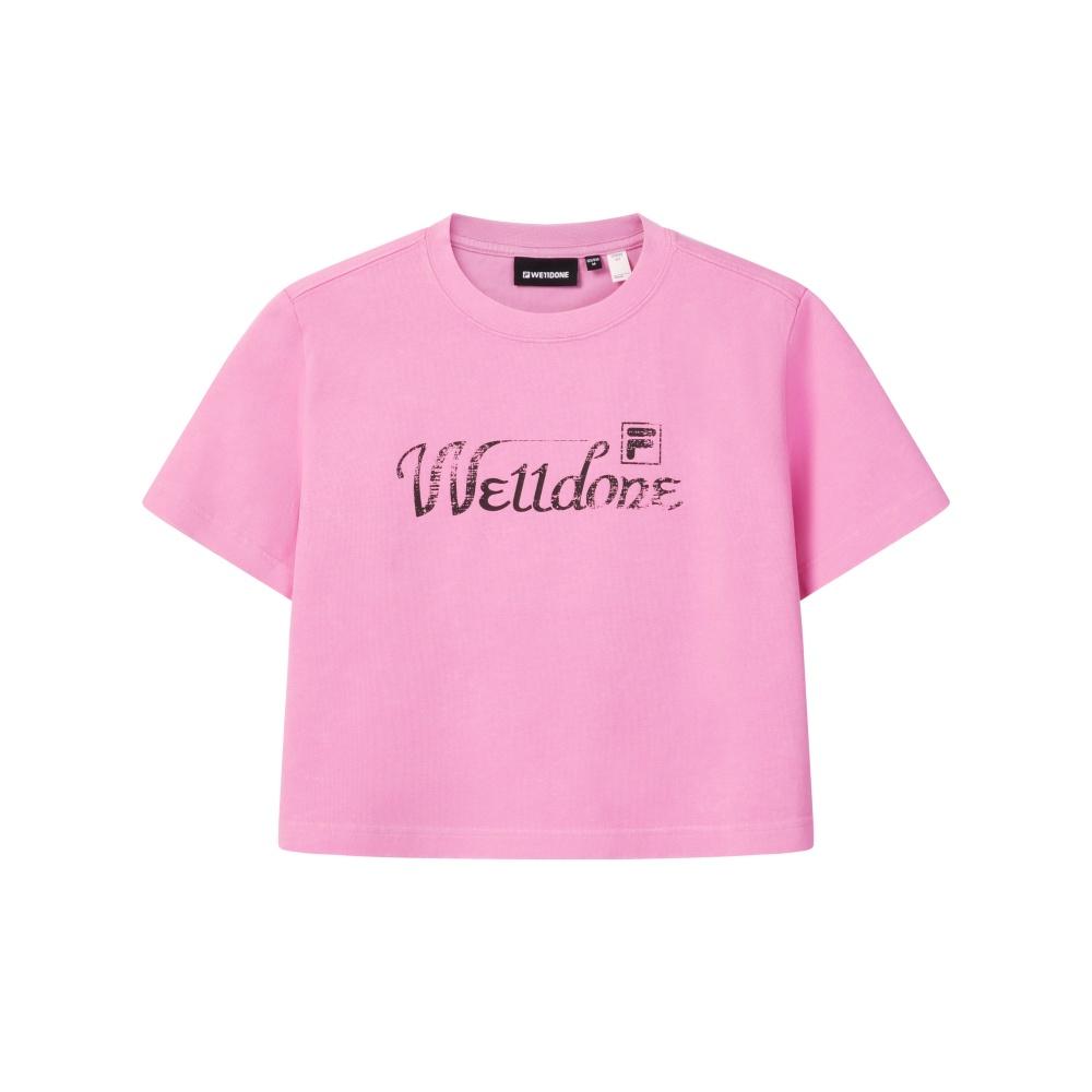 FILA × WE11DONE Letter Print Short Sleeve T-Shirt Women tops F11W626108F-PK M