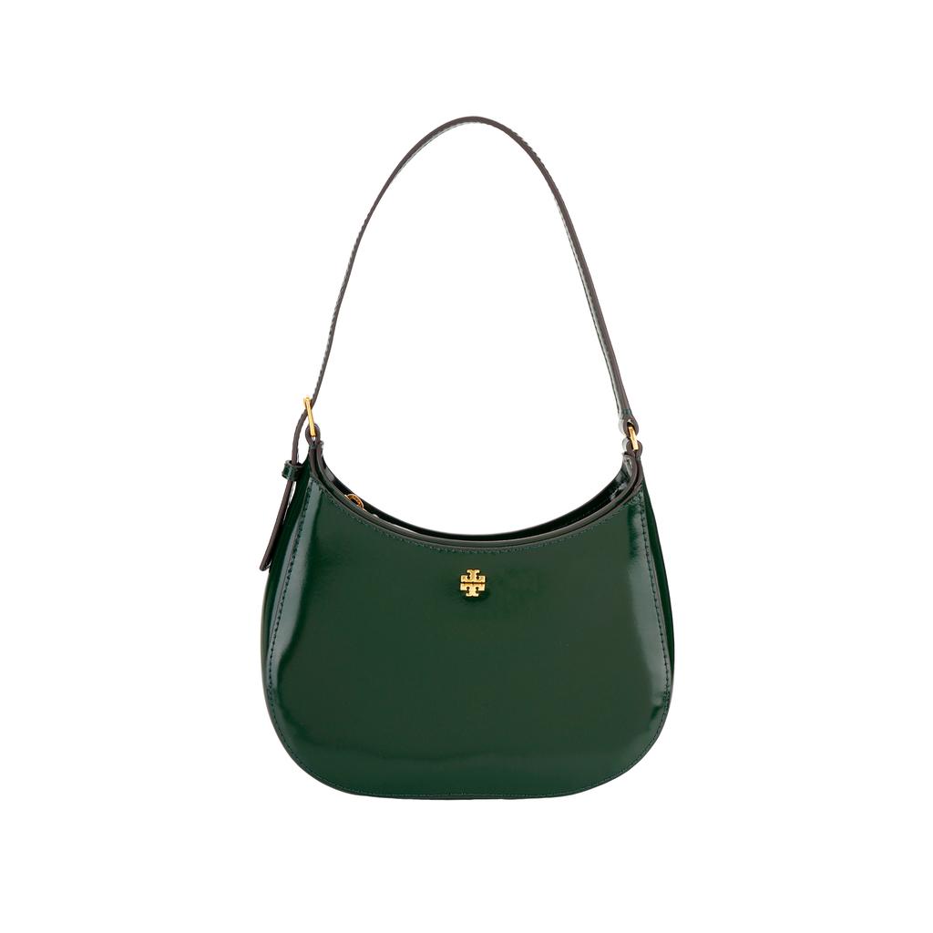 Tory Burch Emerson Minimalist Casual Zipper Patent Leather Tote Shoulder Bag Women Bags Dark-Green 139327-353