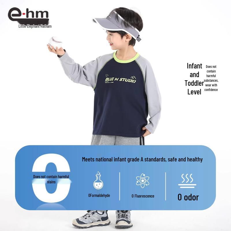 Boys' Cotton Spliced Long Sleeve T-Shirt