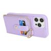 For iPhone 16 Pro Max Case with Zipper Pouch/Ring Kickstand/Strap Litchi Texture PU + TPU Phone Cover