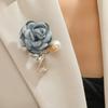 Rose Cloth Flowers Corsage Imitation Pearl Crystal Brooch Lady Fashion Suit Lapel Pin Casual Party Accessories Gifts