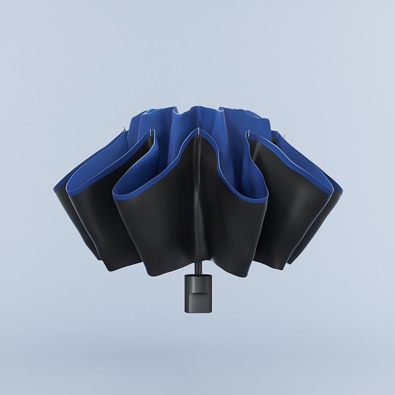 Men's Black 24-Rib Automatic Folding Umbrella with Custom Logo and UV Protection