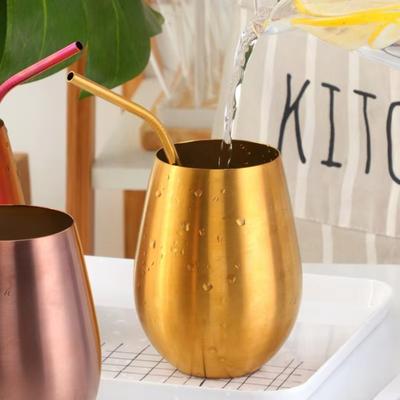 New Stainless Steel Wine Cup 500ML Single Layer Metal Drinking Mug Multifunction with Straw Big Belly Cup Outdoor Drinkware