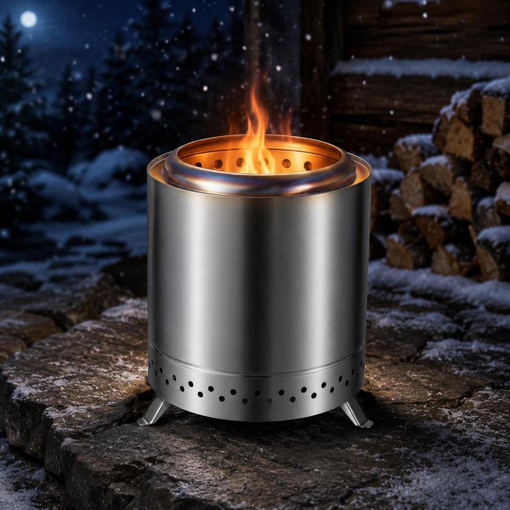 Smokeless Tabletop Fire Basin Heat Resistant Portable TwoLayer Design