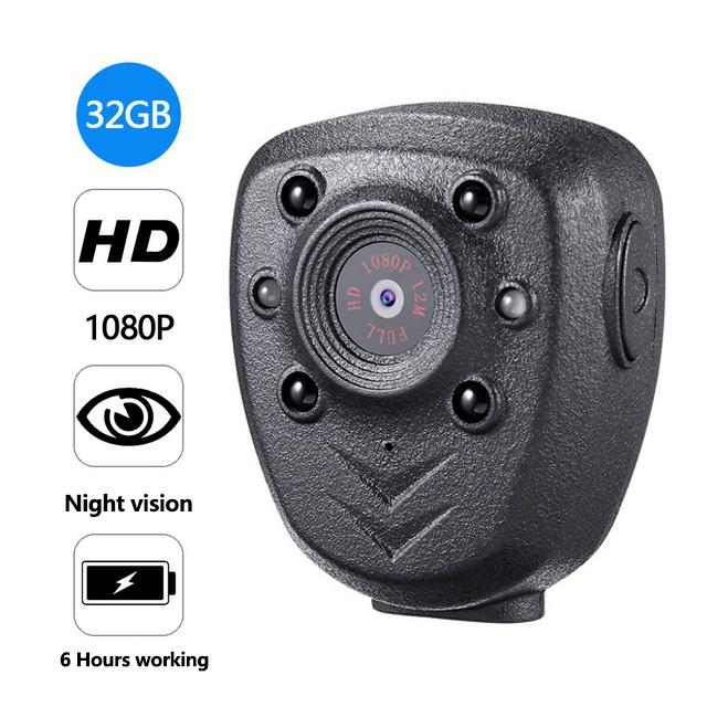 High Quality Mini Camera HD1080P Sports Video Recorder Built-in 32GB Memory Card Wearable Police Camera with Night Vision Function