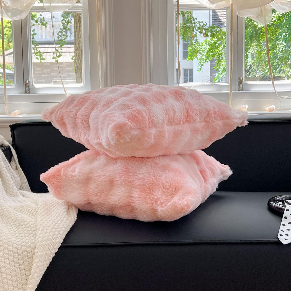 Faux Rabbit Fur Pillow Cover, Fluffy, Fuzzy, Decorative Cushion Cover for Sofa, Bed, Chair, Couch,White,Pink, Brown, 50cmx50cm