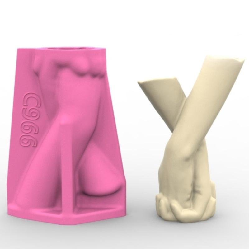 Handcraft Hand in Hand Shaped Silicone Mold for Unique Plant Pots Sturdy Cement Plaster Casting Tool Home Decoration