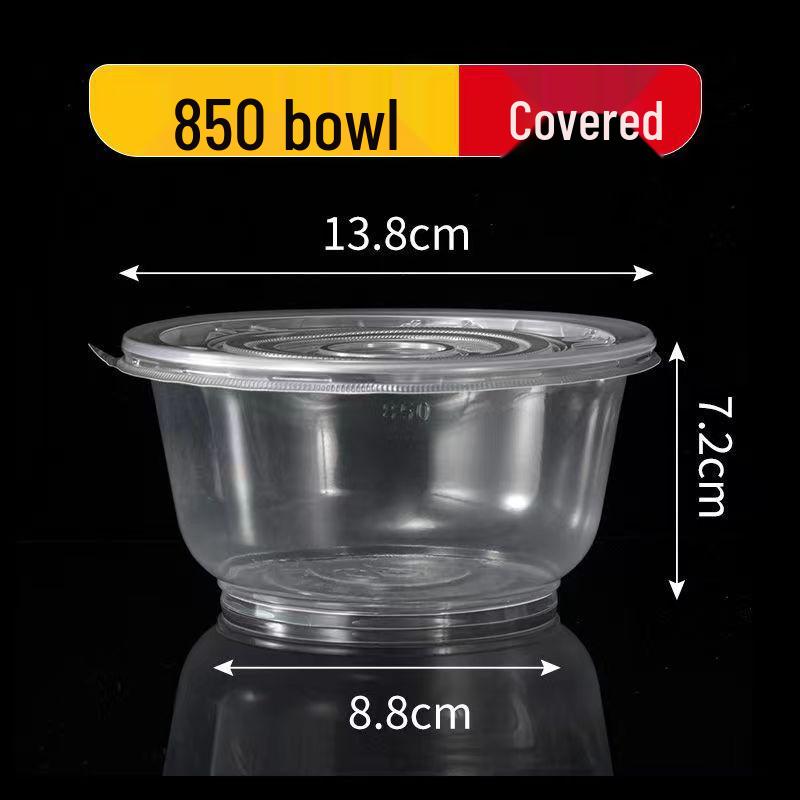 Disposable Transparent Plastic Bowl & Chopsticks Set for Rice, Noodles, Soup, Tangyuan - Small Round Bowls with Lids for Home & Commercial Use