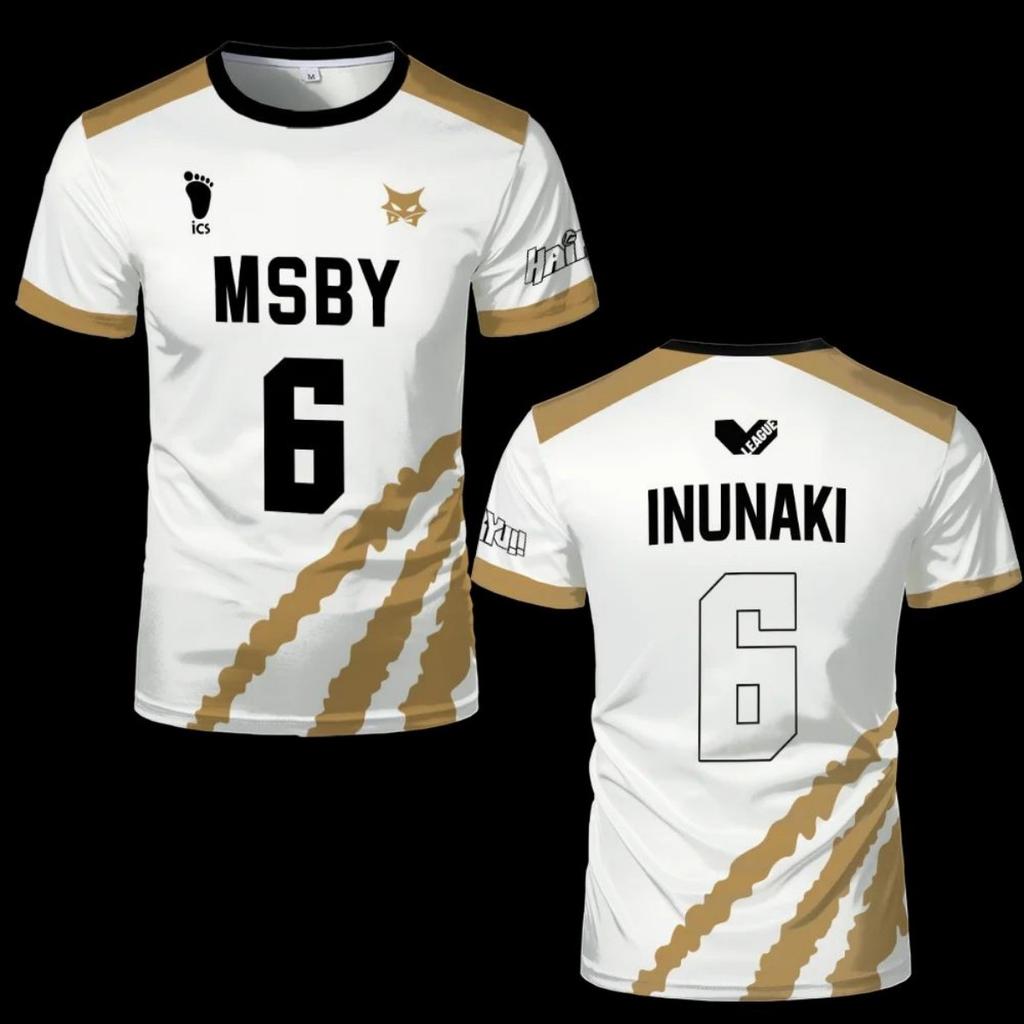 Sommar herr snabbtorkande andningsbar rundhalsad volleyboll T-shirt Haikyuu MSBY anime-tröja tryckt utomhus street sport top