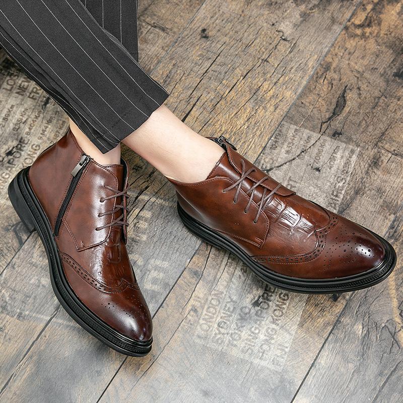 Mode Modische Herren Business Büro Leder Chelsea Boots Hochwertige Schwarze Braune Lederstiefel Herren Outdoor Rutschfeste Stiefeletten