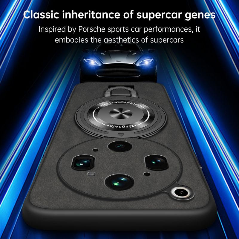 For OPPO Find X9 Ultra Wireless Charging Magnetic Ring Holder Phone Case For Find X9Ultra Soft Frame PU Leather Shockproof Cover