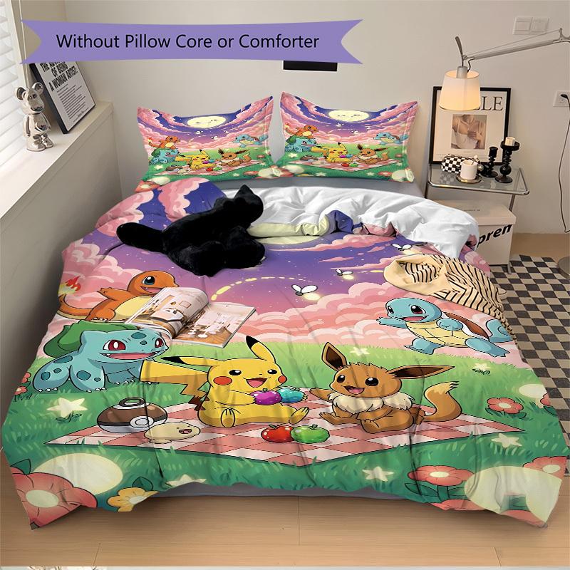 3pcs Pokémon, Picnic Duvet Cover Set - Machine Washable, Includes 1 Duvet Cover and 2 Pillowcases, No Core Included yy251022226