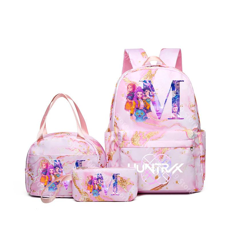 3pcs/set KPop Demon Hunters Girls Schoolbag Lunch Bag PencilCase Student Cartoon Backpack Bento Pouch Pen Bags School Supplies Gift
