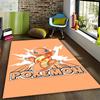 Pokémon print rug, cute Pikachu, Jigglypuff and Charmander cartoon decorative rug, home décor