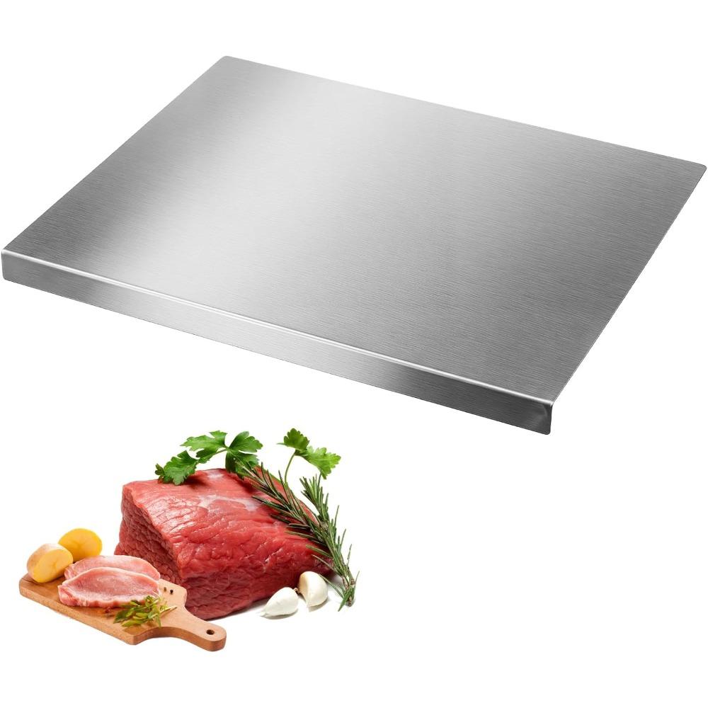 2026 New Stainless Steel Kitchen Cutting Board, with a Silicone Pad, Suitable for Meat, Fruit, and Vegetable Cutting Boards 19.7L x 15.7W