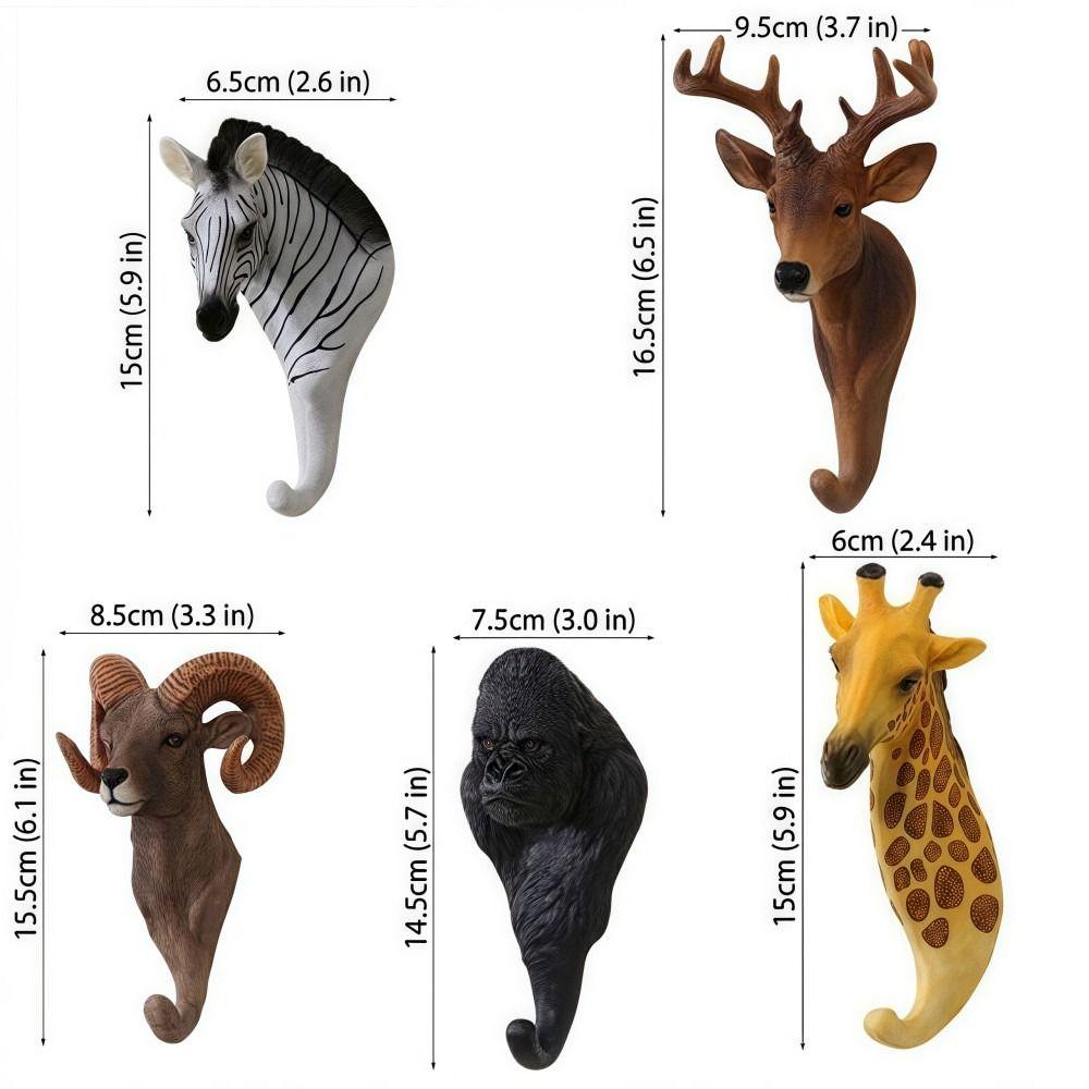 Retro Animal Head Key Hook Up 3D Hat Hanging Rack Creativity Clothes Hook Rack Wall/Door Decor