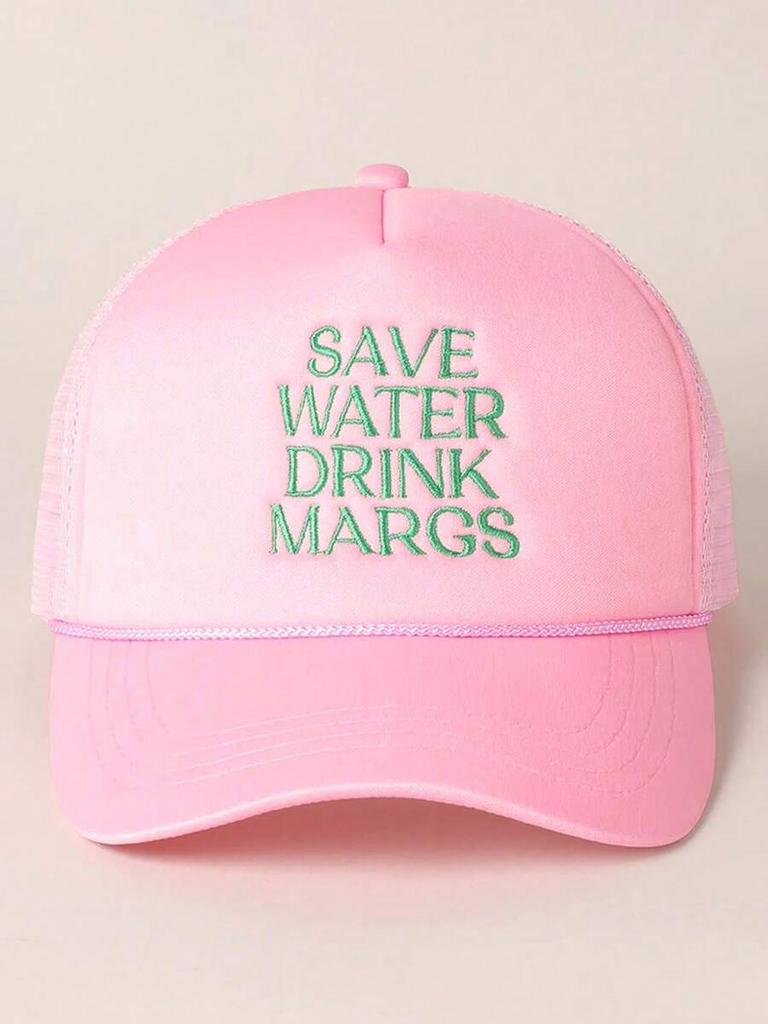 Pink Embroidered More Champagne Please Trucker Cap Adjustable Mesh Baseball Hat For Women