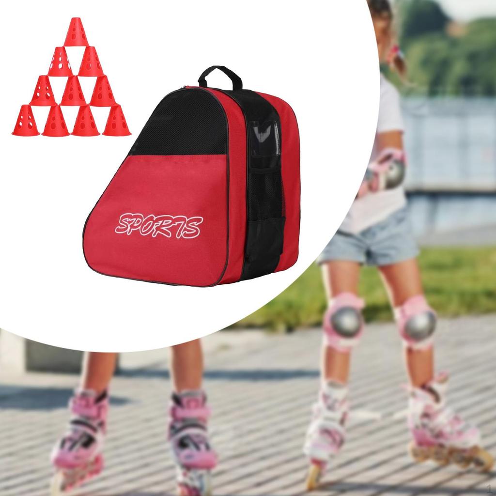 Ice Hockey Skate Storage Bag with 10 Training Cones for Outdoor Use And Oxford