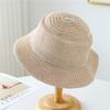 Summer Wide-Brimmed Straw Hat Solid Color Face-Shielding Sunhat for Beach Outings Fisherman Style