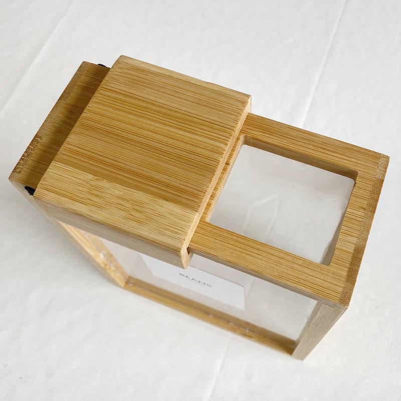 Creative Bamboo Cereal Dispenser with Transparent Panel