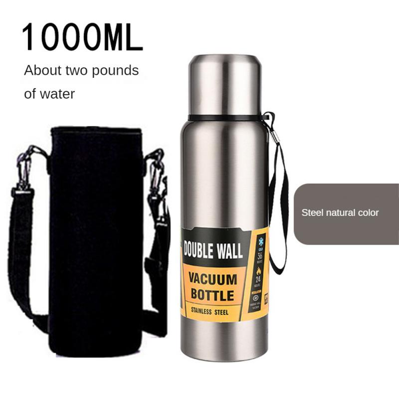 Large Capacity Stainless Steel Thermos Portable Vacuum Flask Insulated Tumbler With Rope Thermo Bottle 500/700/1000/1500ml