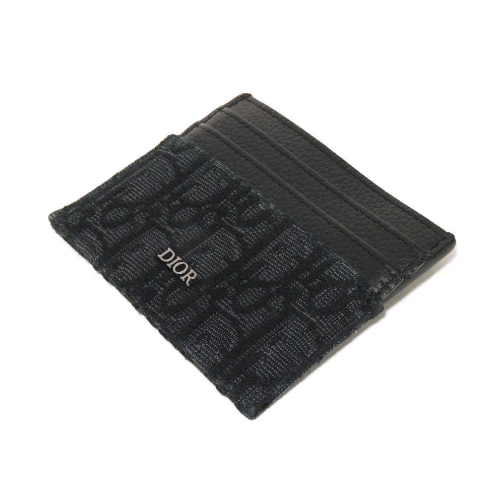 Used 10656 Oblique Jacquard Card Holder 2ESCH135YSE_H03E 7946 Current Calfskin Pass Case Logo Cotton Black Men's from