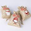 Christmas Candy Linen Bag Bundle Mouth Bag Colorful Cartoon Christmas Set Candy Gift Packaging Bag Santa Claus Gift Bags