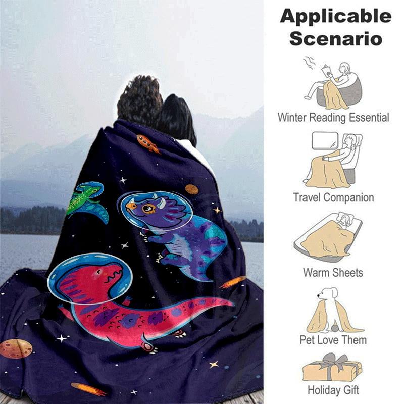 1pc Dinosaur Cartoon Printing Lightweight Flannel Blanket, Comfortable and Warm Blanket, for Camping Sofa Bed and Couch Office, Gift