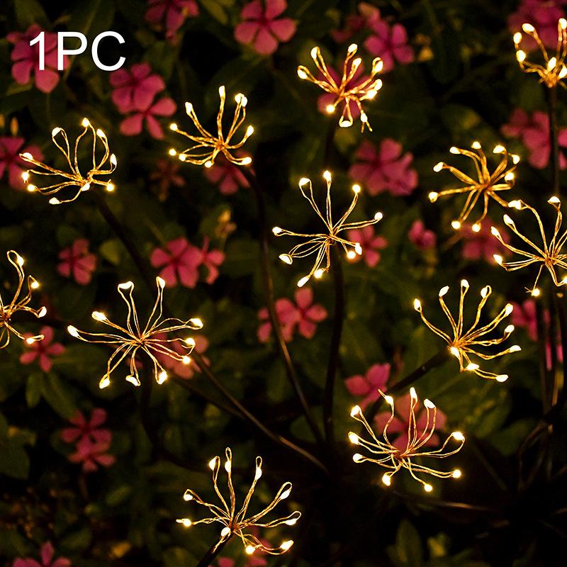 

Solar Powered Eight Head Fireworks Lamp Outdoor Waterproof Lawn Light, Decorative Atmosphere Lamp Floor Mounted Courtyard Garden 8 heads