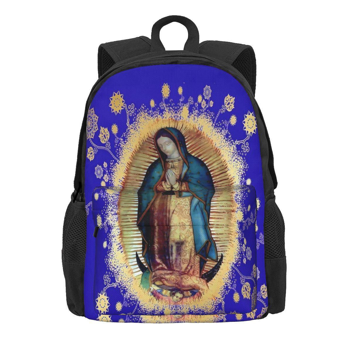 Maagd Maria Rugzak Onze Lieve Vrouw van Guadalupe Student Polyester Fietsrugzakken Patroon Moderne Middelbare School Tassen Rugzak 36x32x10cm