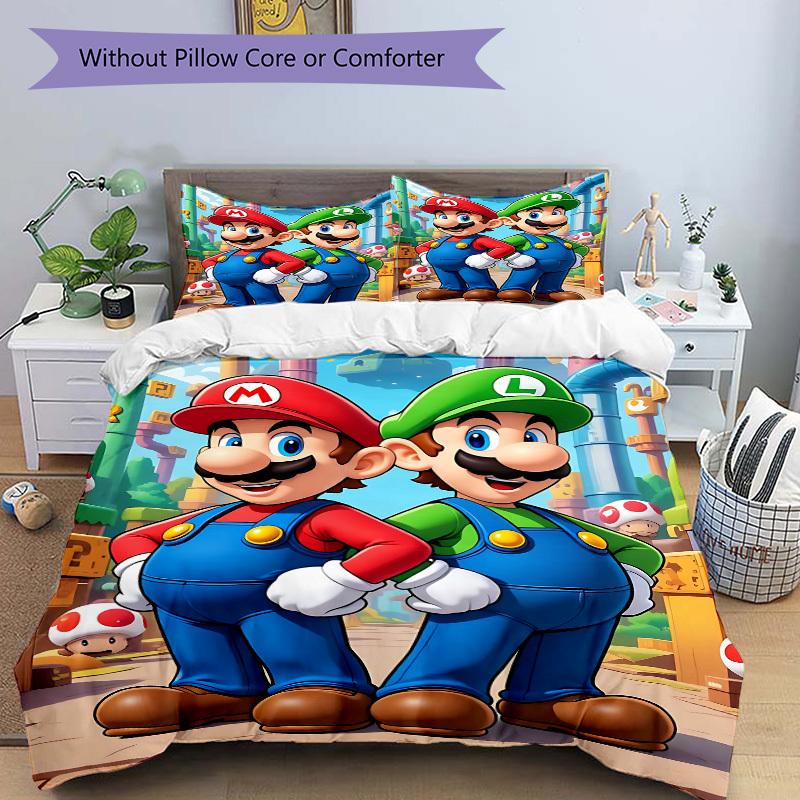 3pcs Super Mario Bedding Set. Soft and Comfortable with No Core Included (1x Duvet Cover + 2x Pillow Covers) Yy251010188