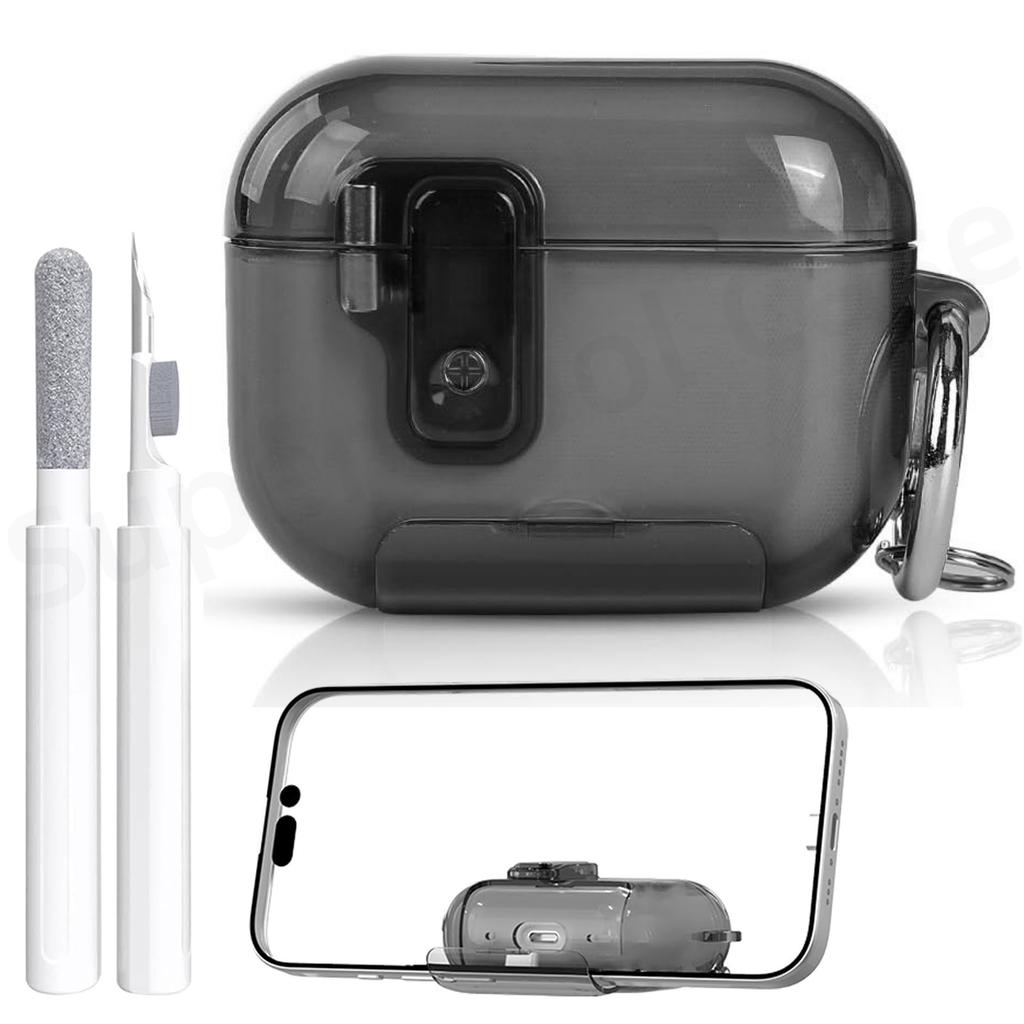for AirPod Pro 3 Phone Stand Case with Lanyard & Cleaning Kit Soft TPU Shockproof Protective Case for AirPods Pro 3rd Generation