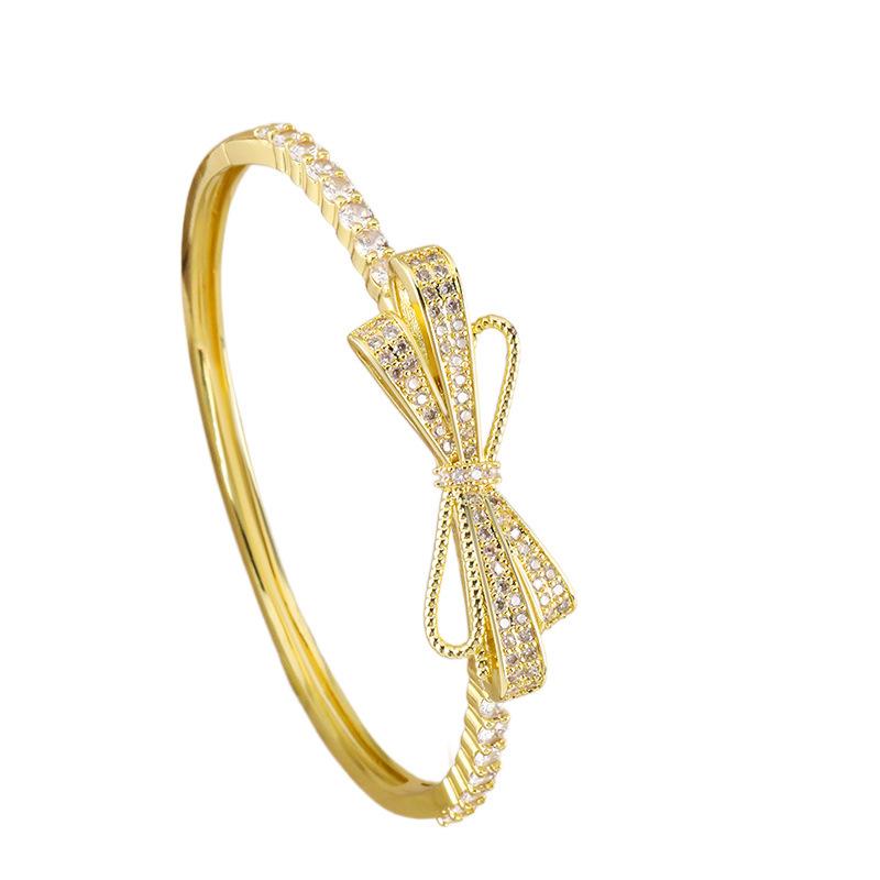 European and American Classic Luxury Stone Bow Colorful Zircon Bracelet Hand Jewelry