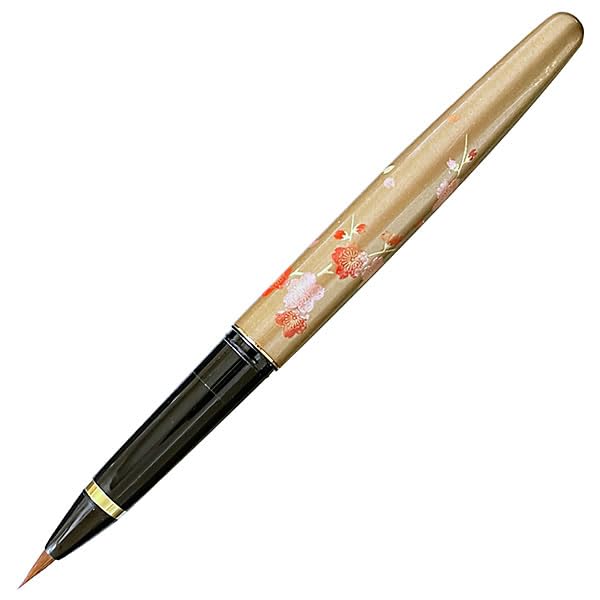 Kuretake Fountain Brush Pen with Hard Refill Cherry Blossom Design Paulownia Wood Box with 3 Spare Inks Nib, (DU193-50),