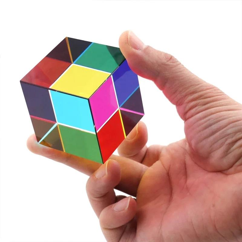 40mm scientific cube, CMY hexagonal crystal cube, 3D color cube, photography decorative item