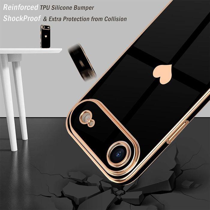 Coque de Protection - BOOLING - pour iPhone Air - Souple Motif Cœur avec Cordon Noir