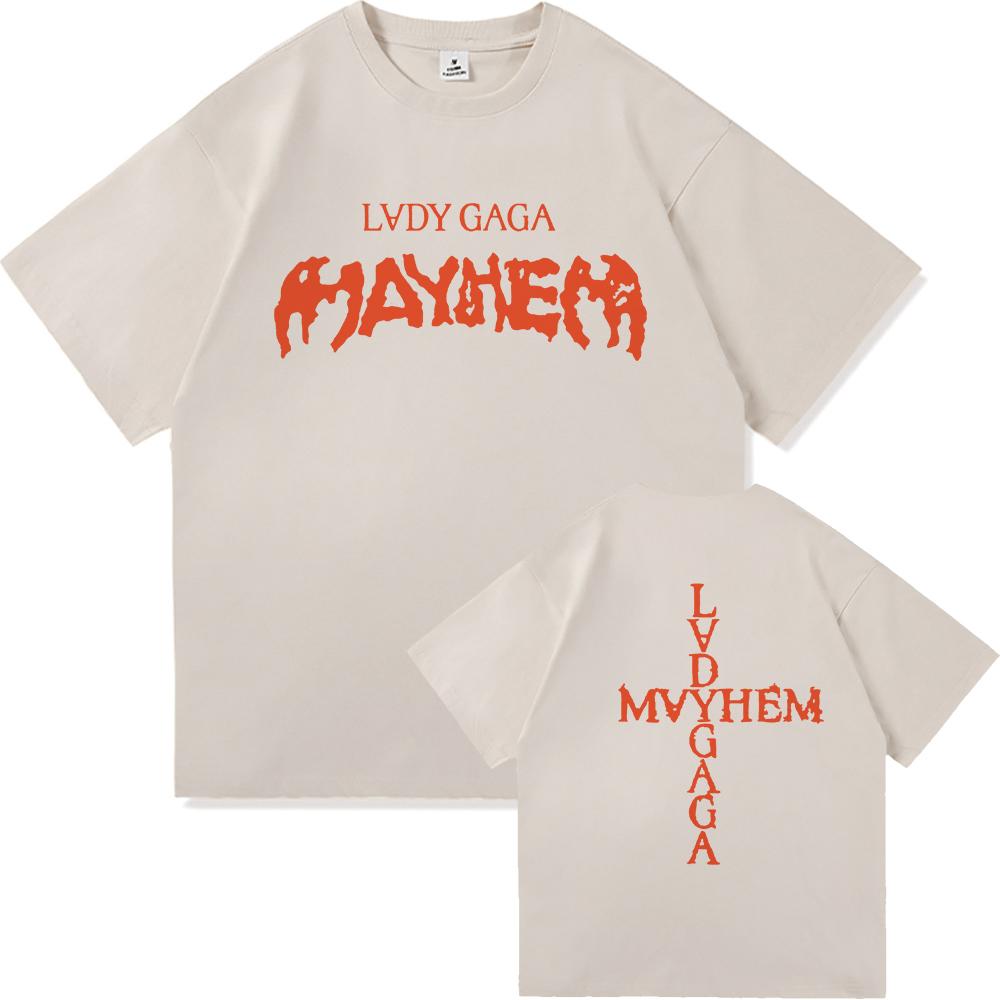 Lady Gaga Mayhem Tshirt 2025 New Album Fashion Men Summer Retro Harajuku High Quality Clothes Cotton Fan Tshirt