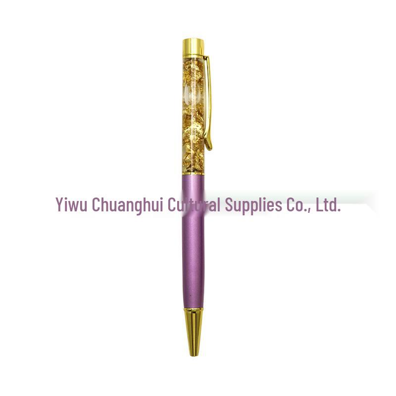 Gold Crystal Foil Metal Ballpoint Pen - Signature & Gift Pen with Laser Engraving