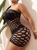 Plus Size Seductive Lingerie Dress - Seamless Hollow Out Design, Breathable See-through Bodycon Tube Dress for Curvy Women  BDSM