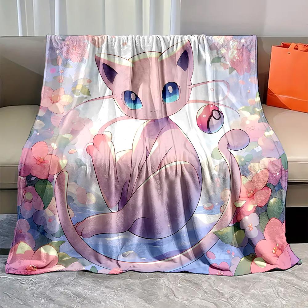 Best Seller! Pokemon-mew Printed Blanket Soft Cozy Blanket for Couch Sofa Bed Lounging, Ideal Gift for Women Mom Teacher Friends