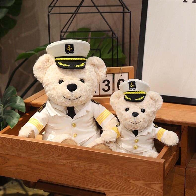 Plush Captain Teddy Bear Toy For Kids Soft Stuffed Animal Gift For Children