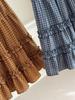 Korean Academy Style Plaid Lace Patchwork Midi Skirt - Spring/Summer New Arrival