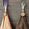 1/2pcs Multi Functional Non Perforated Kitchen Towel Clip, Woven Rope, Beech Wood Round Head Storage, Bathroom Clip