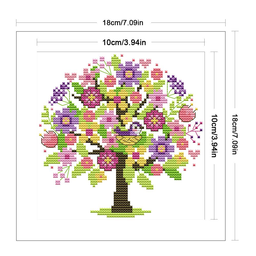 Partial Embroidery Eco-cotton Thread 14CT Printed Tree Cross Stitch Kit