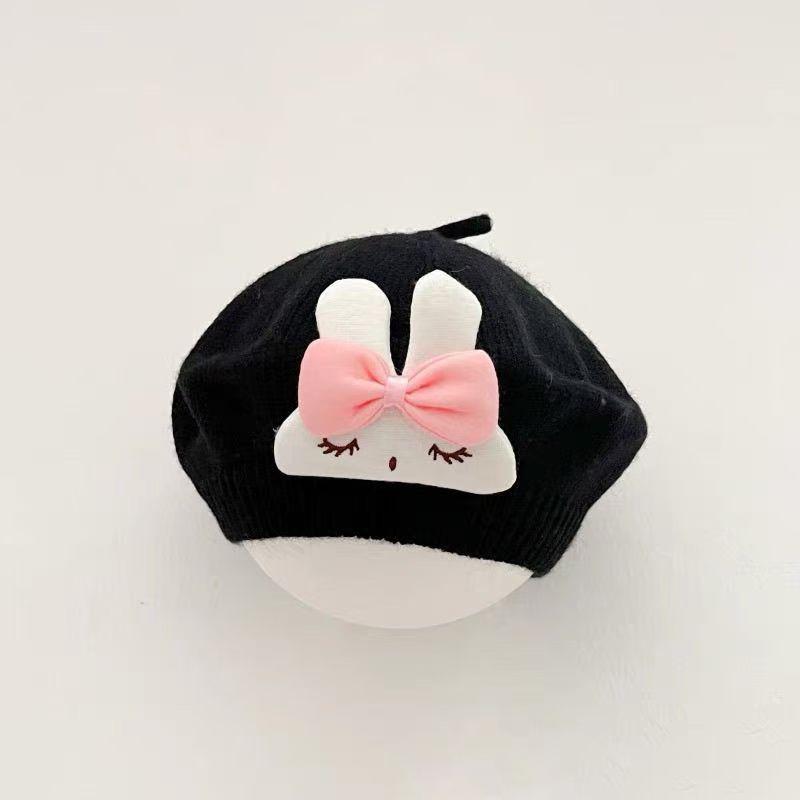 Słodki kreskówka królik dziecko beret czapki miękkie niemowlę maluch beret czapki jesień zima jednolity kolor kapelusz słodkie ciepłe dzieci czapki prezenty