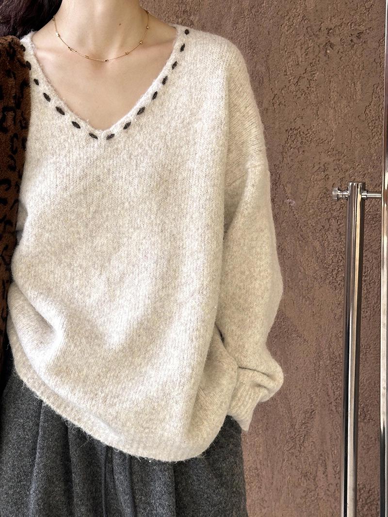 

Juzhi 2024 Осень Мягкий Трикотажный Корейский Пуловер, Свитер С Длинными Рукавами One Size