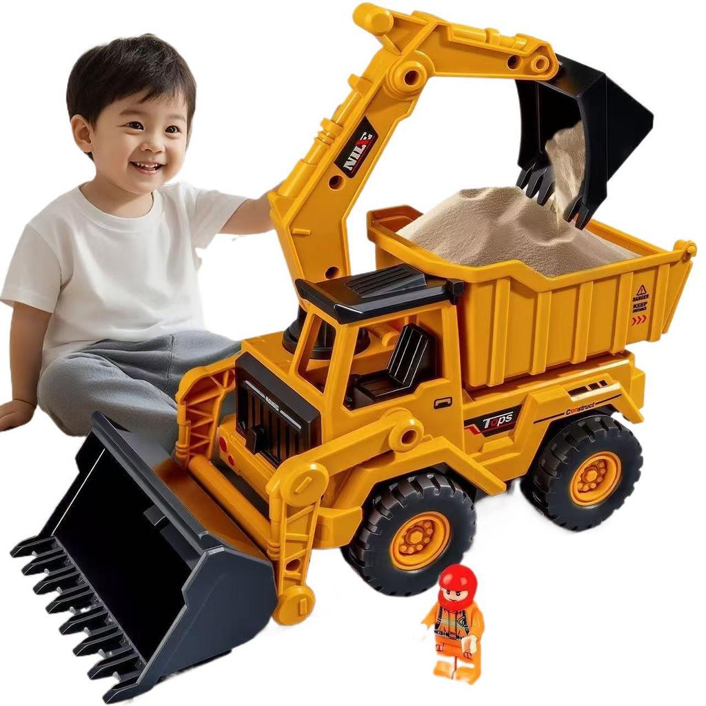 New Kids' 3-in-1 Bulldozer Excavator Dumper Toy - Extra Large, Manual Inertial, Top Seller