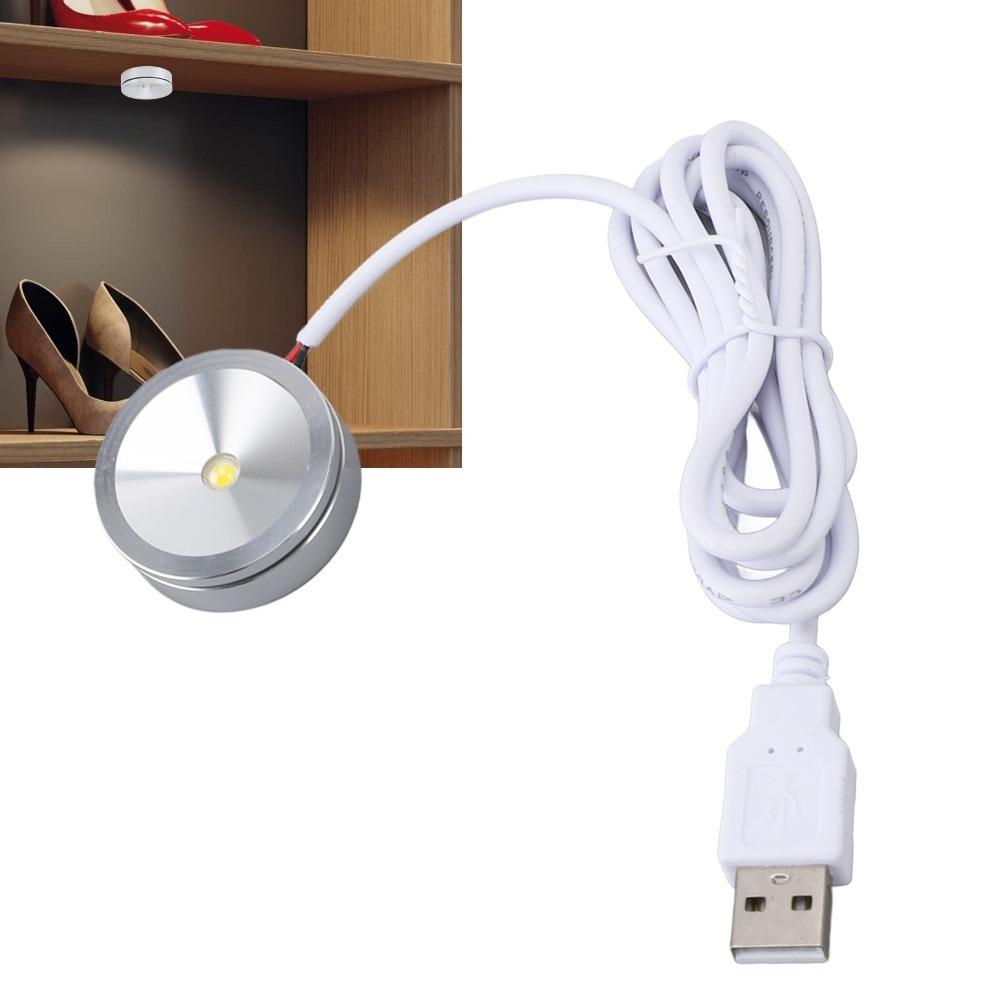 

2pcs 5V LED Mini Spotlights Round USB Mini Spotlights Small LED Showcase Lamps Cabinet Lighting White Light 6000K срібний